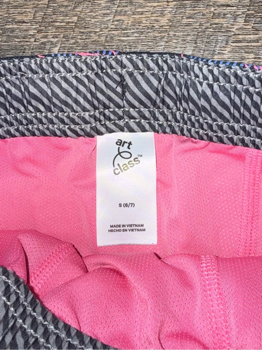 art class Black Swim Trunks with Pink & Blue Floral Print boys size 6/7